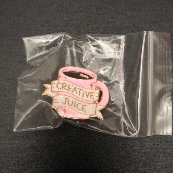 Funny Coffee Mug Cup “Creative Juice” Metal Enamel Pin Brooch - Picture 2 of 8